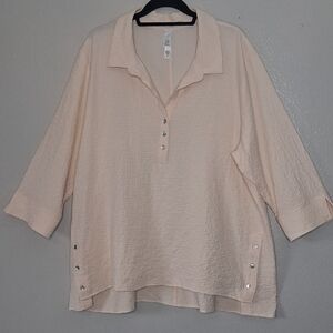 MarlaWynne Stitch Popover Soft Peach Minimalist Plus 2X